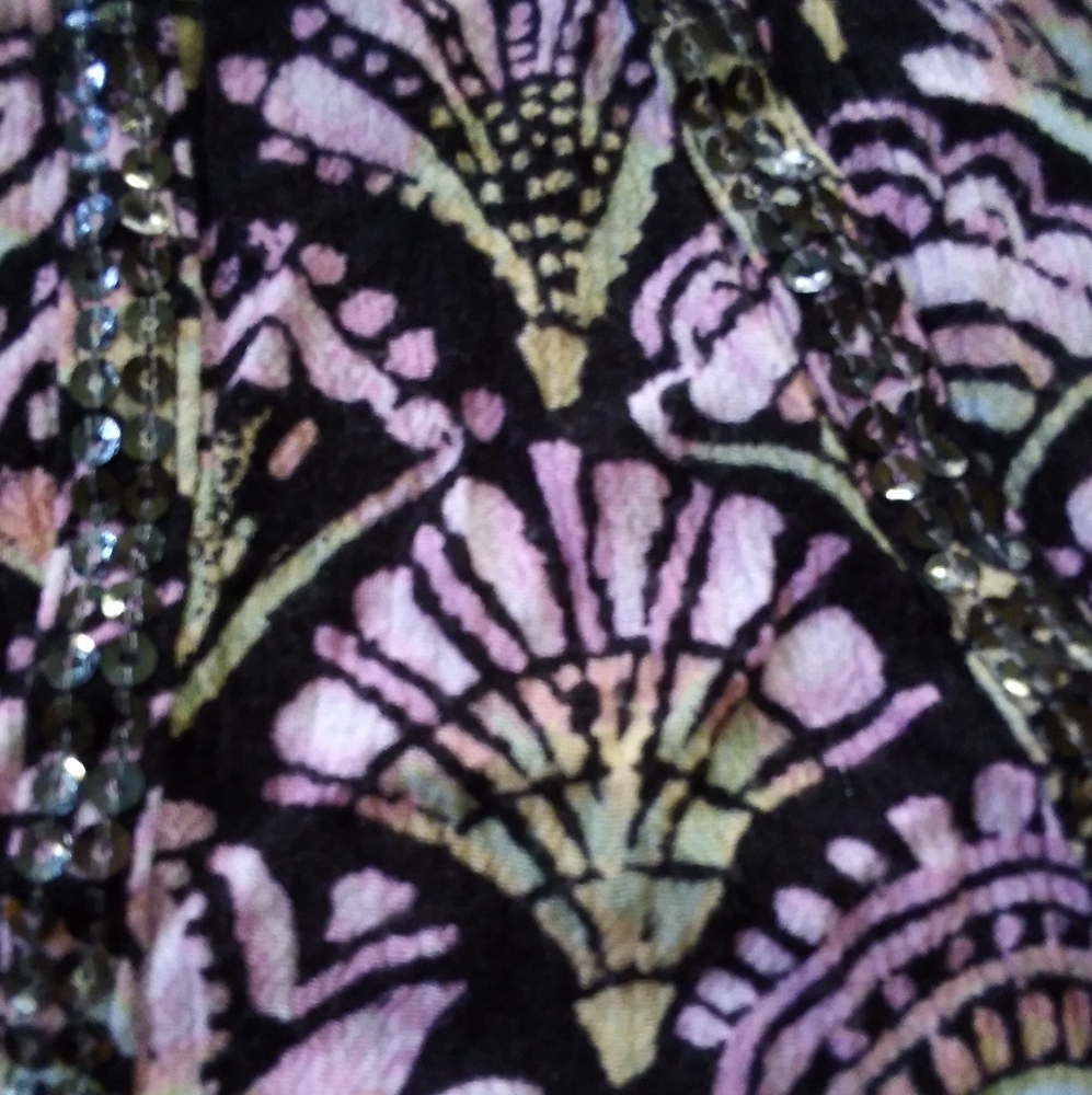 Black with multi color pattern Justice short sleave - Picture 3 of 4